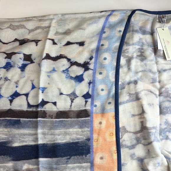BL-NK Multi-Color Ivory, Navy Blue, Orange, Veeransa Abstract Print Wrap, NWT!! - Picture 5 of 6